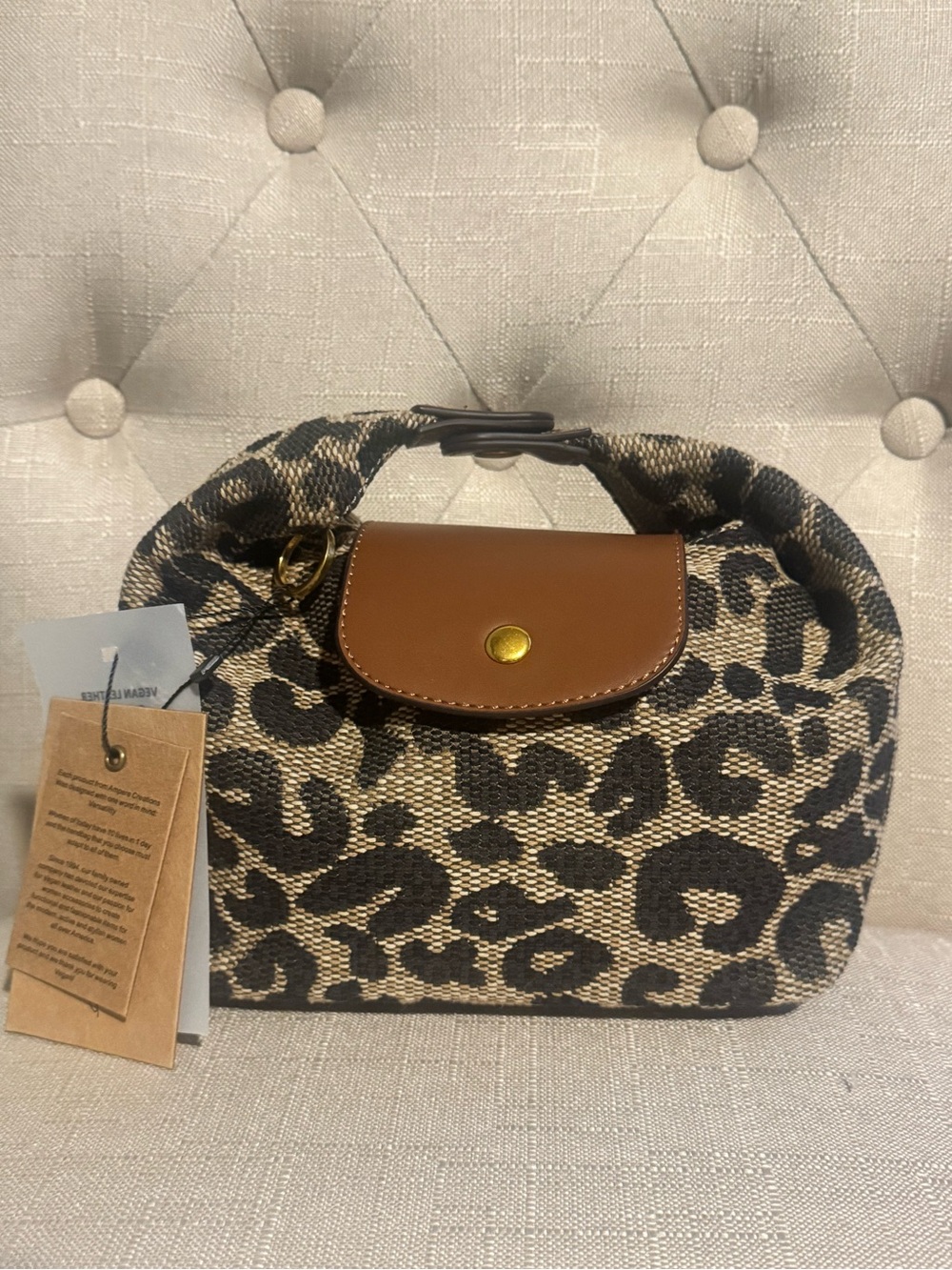 Leopard Print Convertible Bag w/ Brown Trim NWT — 3‑Way Wear